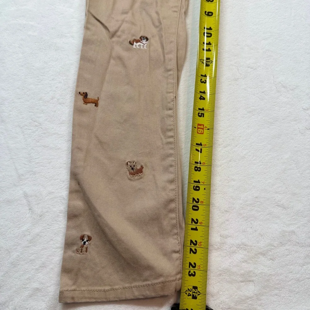 Gymboree Chino‎ Pants Girls Size 10 Tan Good Embroidered Dog Puppy Khaki Chinos